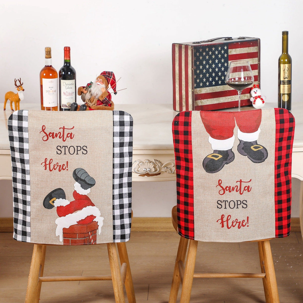 Christmas Chair Back Covers – Santa Holiday Decor