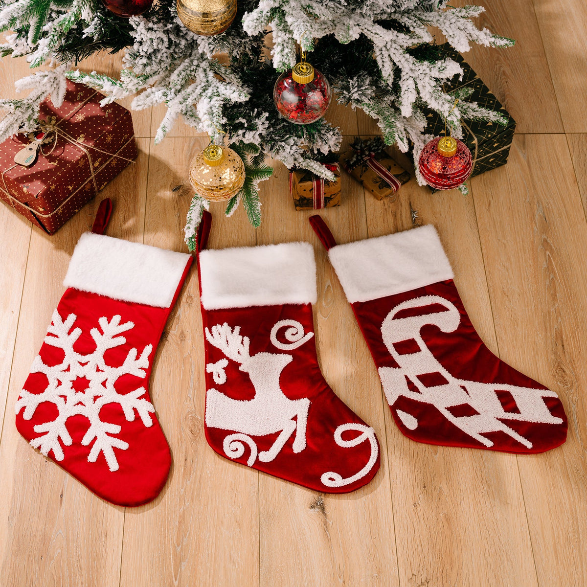 Christmas Stockings Set of 3 for Festive Mantel Decor