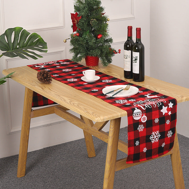 Christmas Table Runner Red Black Checkered Holiday Decor