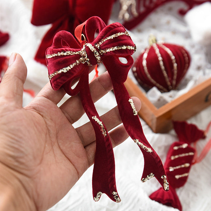Christmas Reindeer Ornament with Red Flocked Detail