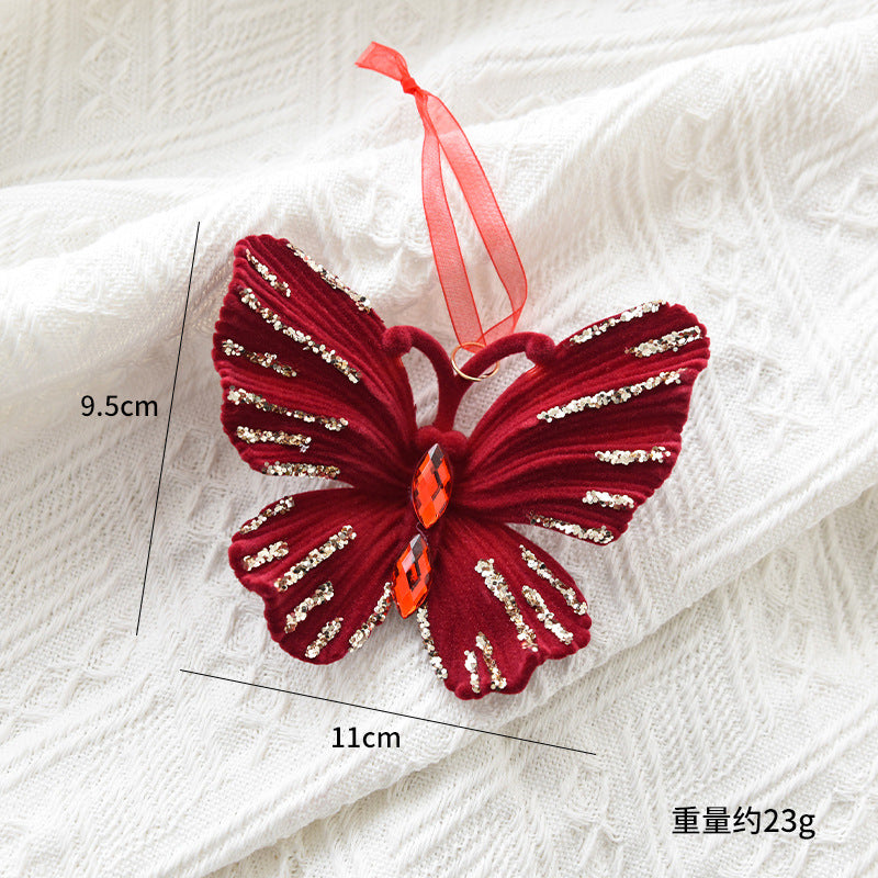 Christmas Reindeer Ornament with Red Flocked Detail