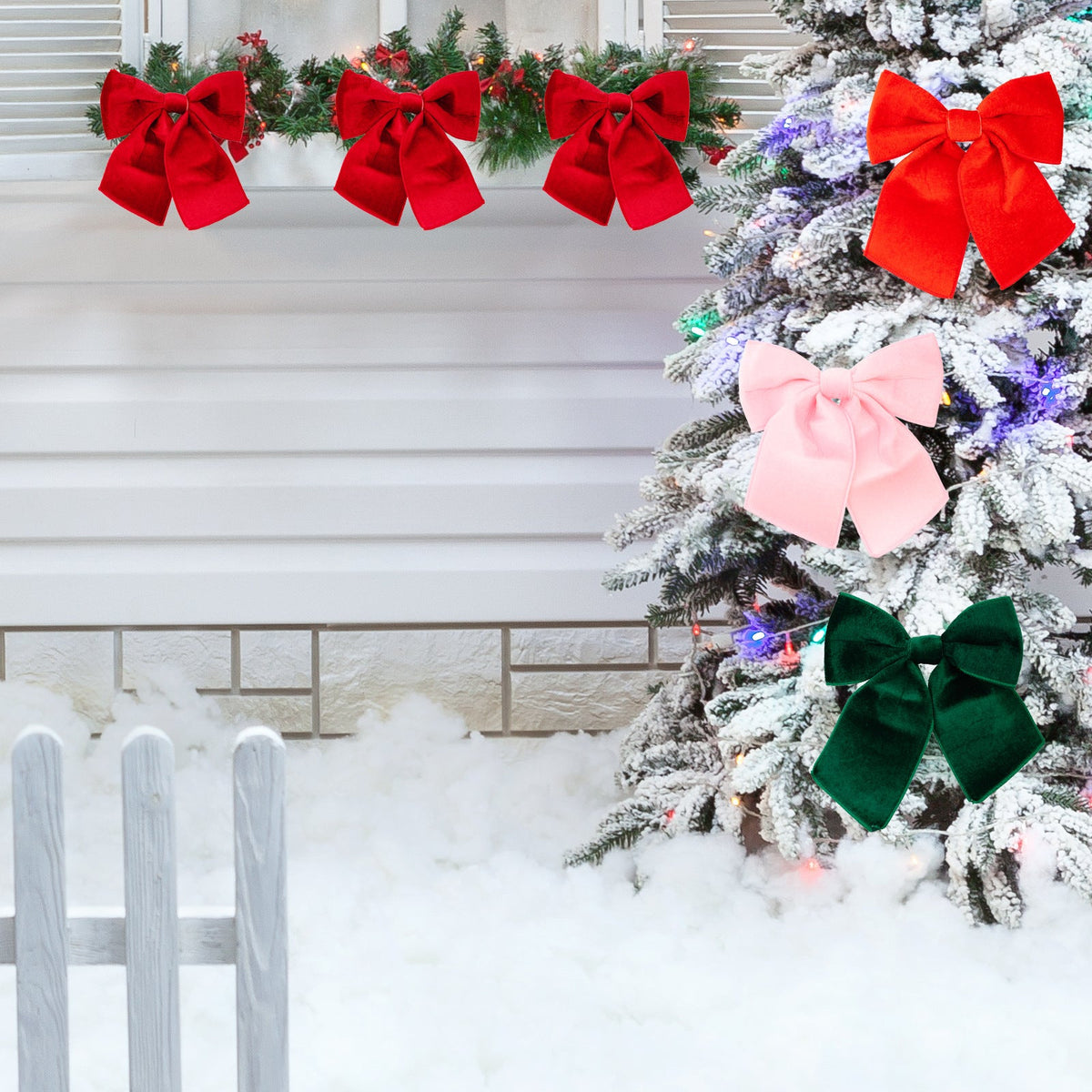 Christmas Velvet Bow Ornaments for Festive Trees