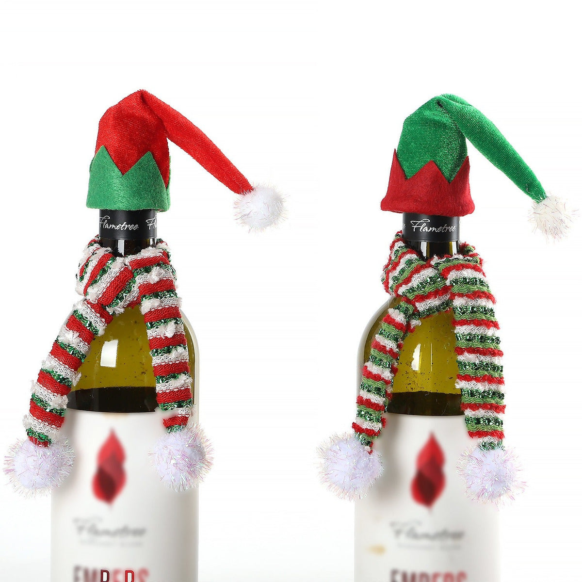 Christmas Wine Bottle Decoration Elf Hat and Scarf