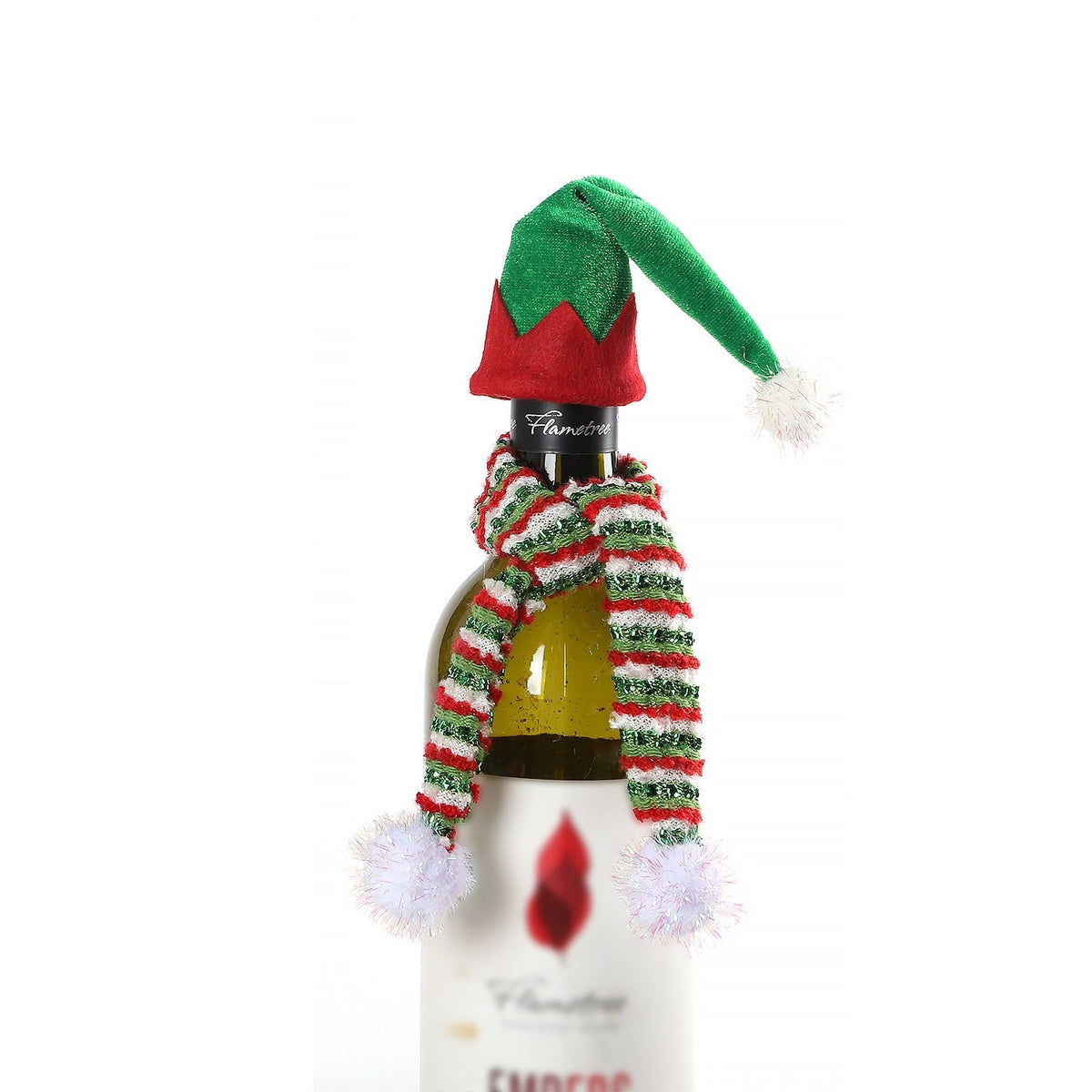 Christmas Wine Bottle Decoration Elf Hat and Scarf