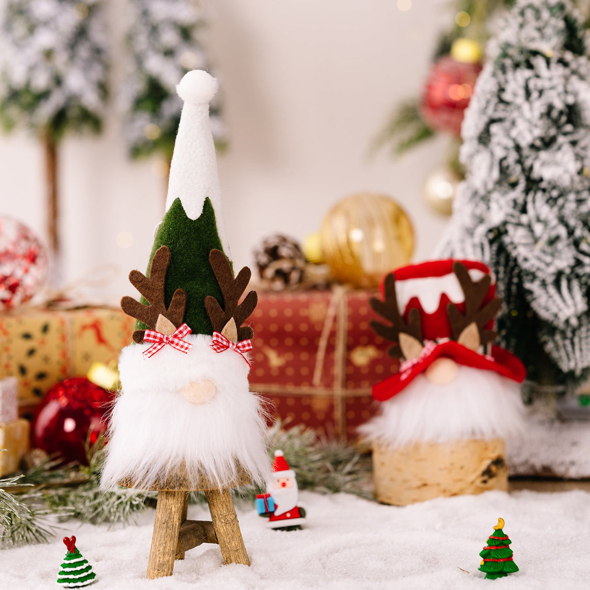 Light-Up Reindeer Gnome Ornaments for Cozy Christmas Decor