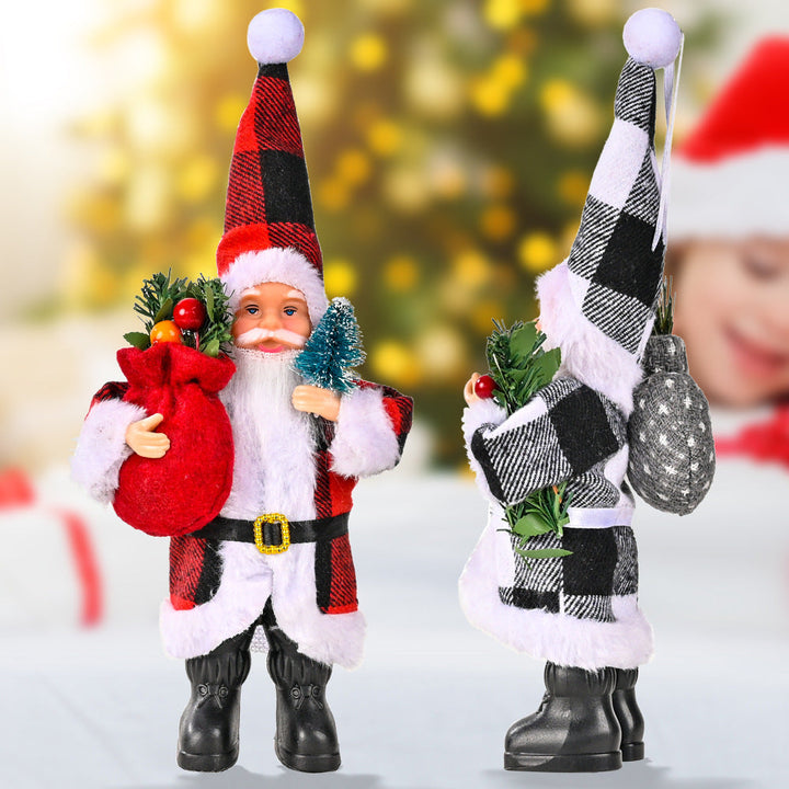 Plaid Santa Figurines for Festive Holiday Decor