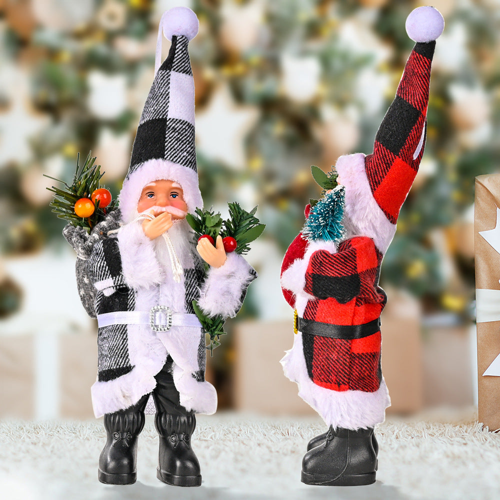 Plaid Santa Figurines for Festive Holiday Decor