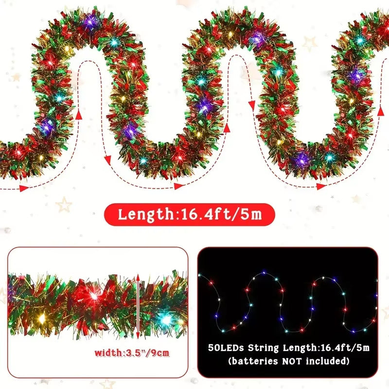 Illuminated Christmas Ribbon Garland for Colorful Decor
