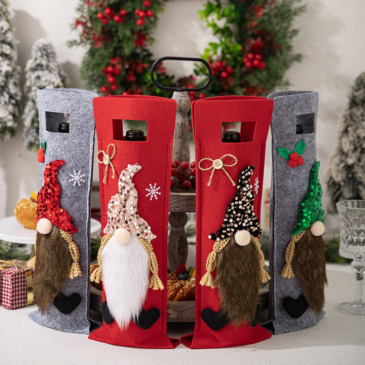 Christmas Wine Bottle Cover | Festive Gnome Display