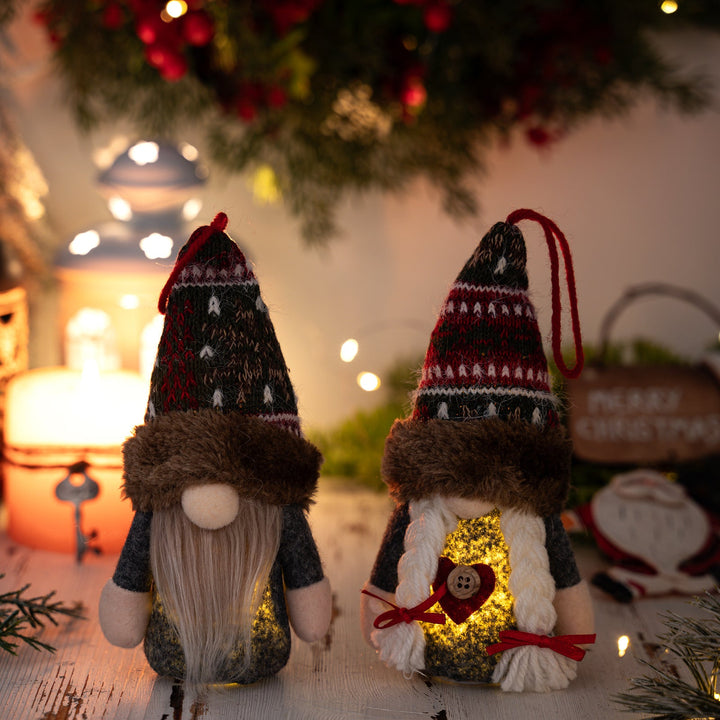 Christmas Elf Ornaments with Warm LED Glow for Trees
