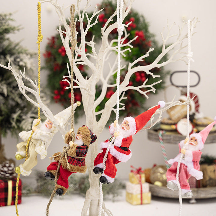 Climbing Santa Christmas Ornament for Festive Displays
