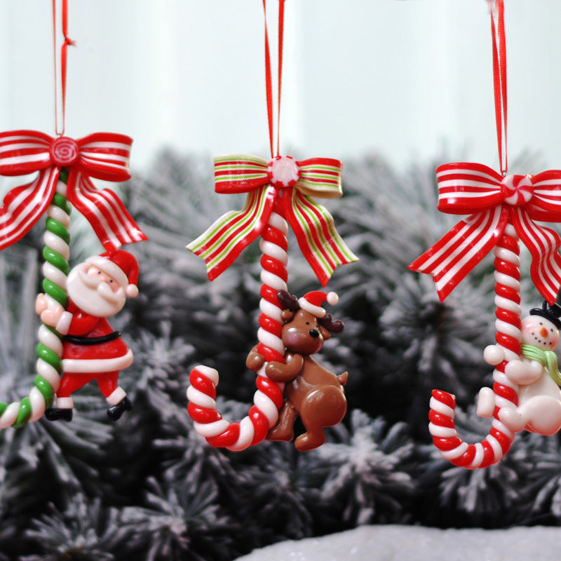 Christmas Tree Ornaments for Playful Candy-Cane Charm