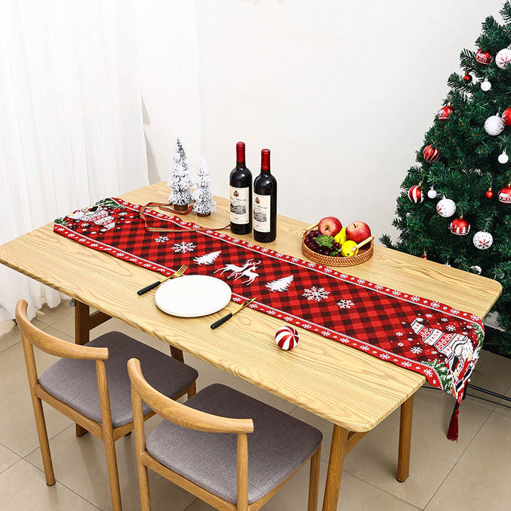 Christmas Table Runner with Festive Santa Table Decor