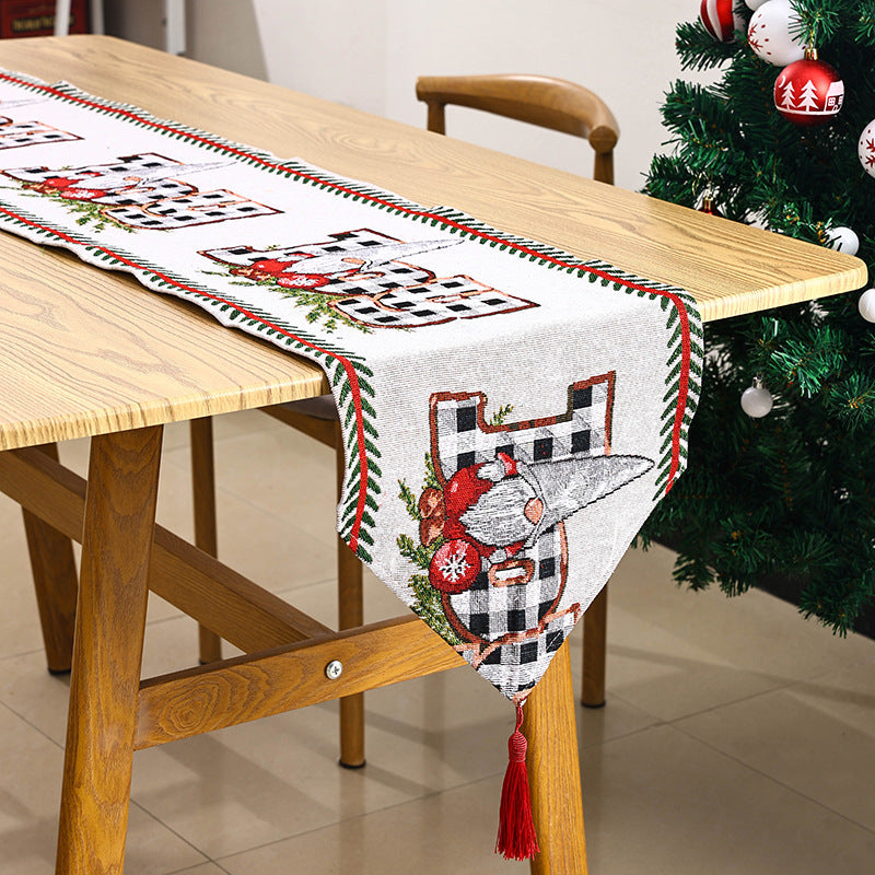 Christmas Table Runner with Festive Santa Table Decor