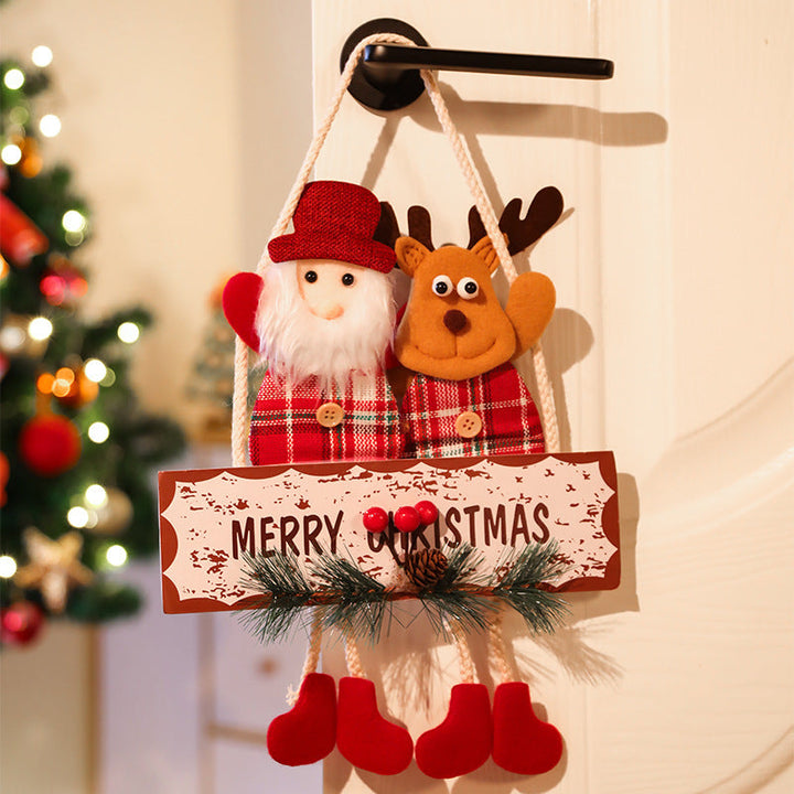 Christmas Door Hanger Santa Reindeer Holiday Display