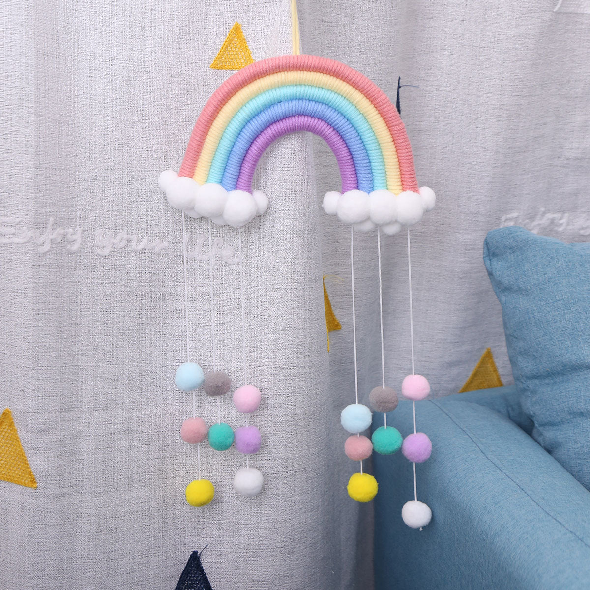 Hand-Woven Rainbow Wall Decor for Cozy Nursery Rooms