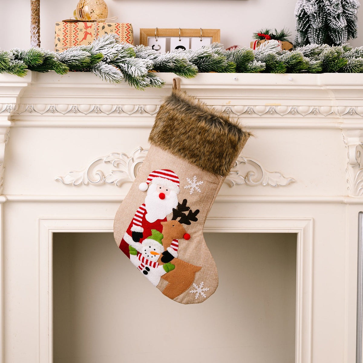 Christmas Stockings With Plush Santa & Snowman Designs