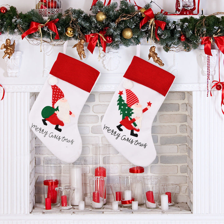 Embroidered Christmas Stockings, Santa & Tree Set