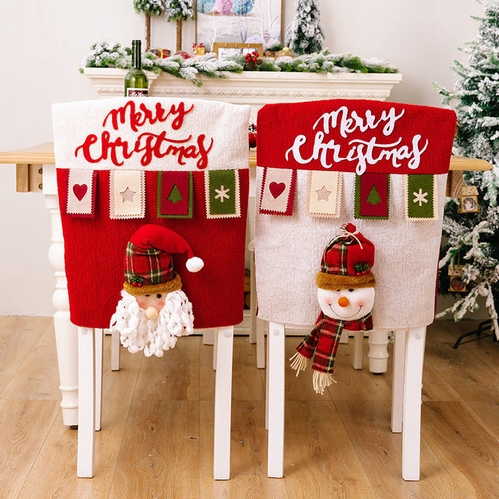 Christmas Chair Covers With 3D Snowman & Reindeer Decor