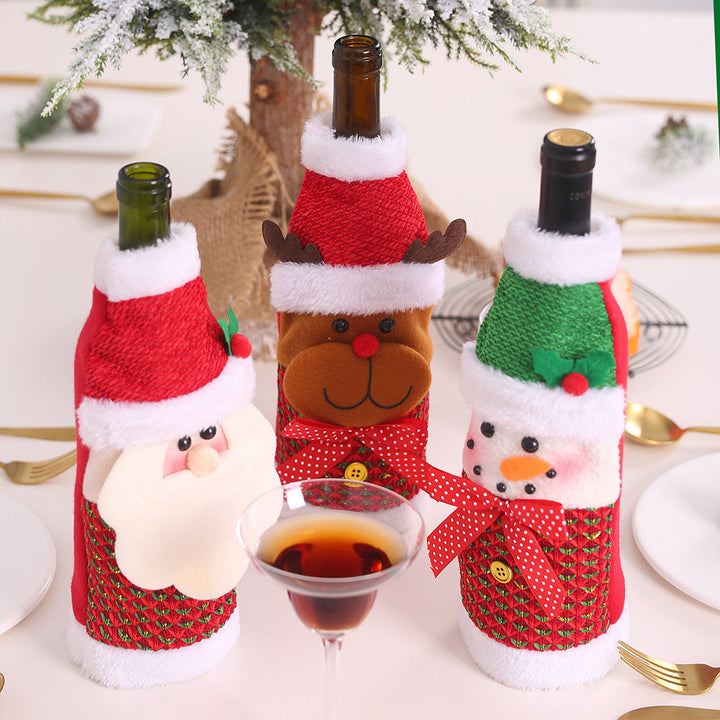 Christmas Wine Bottle Covers, 3-Piece Festive Set