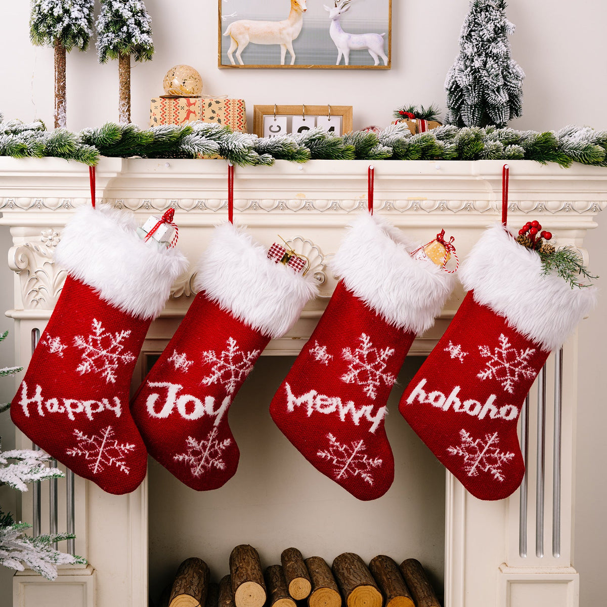 Christmas Stockings Set of 4 for Warm Festive Mantels