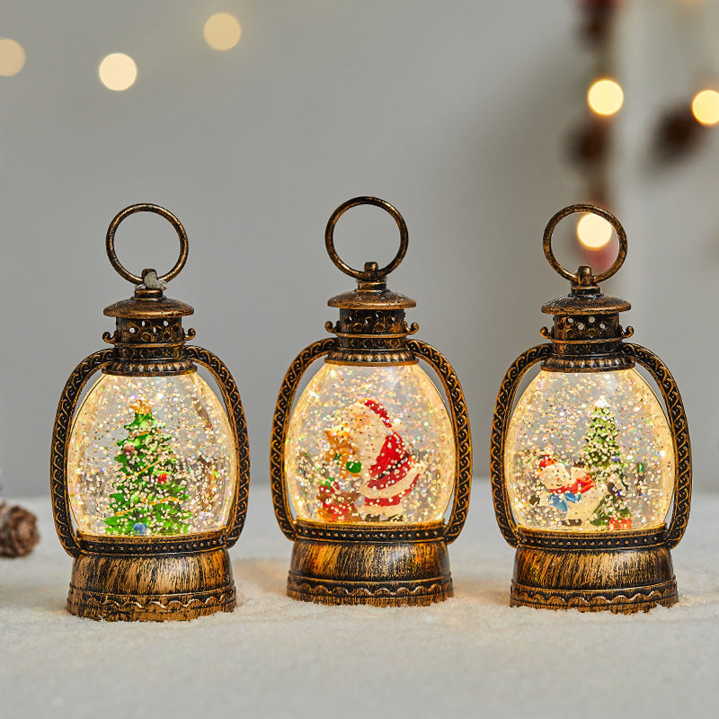 Christmas Tree Ornament: Glowing Gold Snow Globe Decor