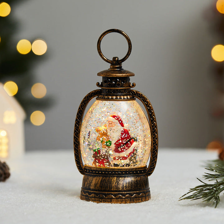 Christmas Tree Ornament: Glowing Gold Snow Globe Decor