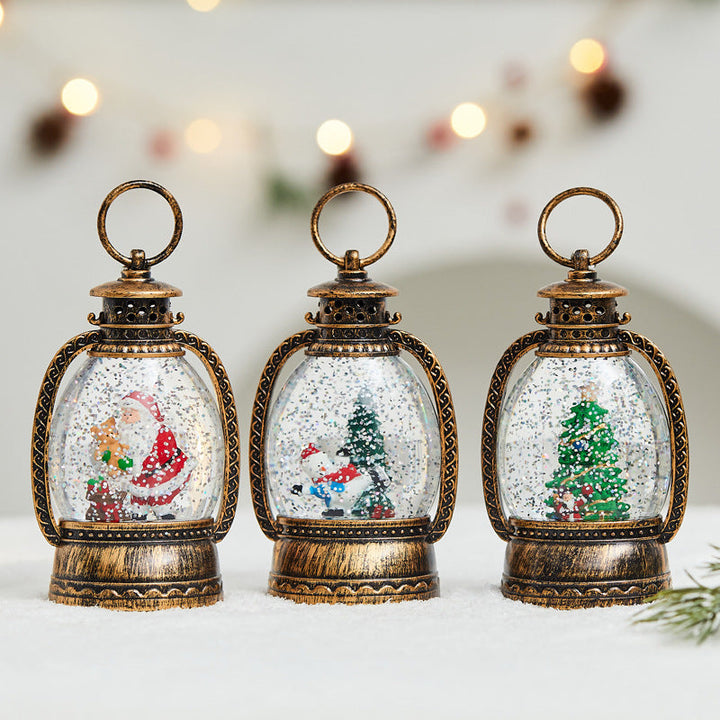 Christmas Tree Ornament: Glowing Gold Snow Globe Decor