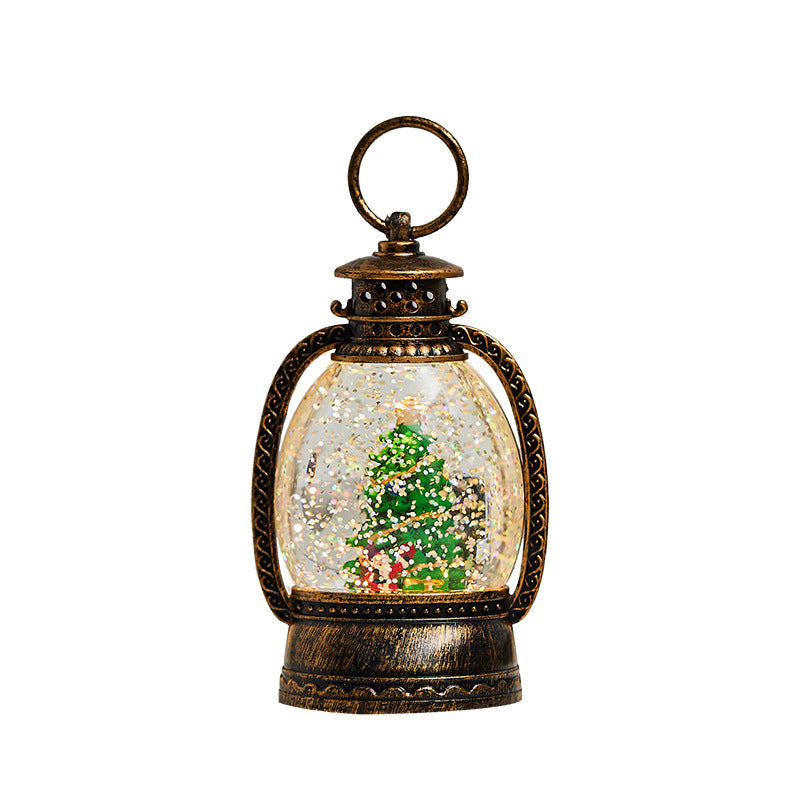 Christmas Tree Ornament: Glowing Gold Snow Globe Decor