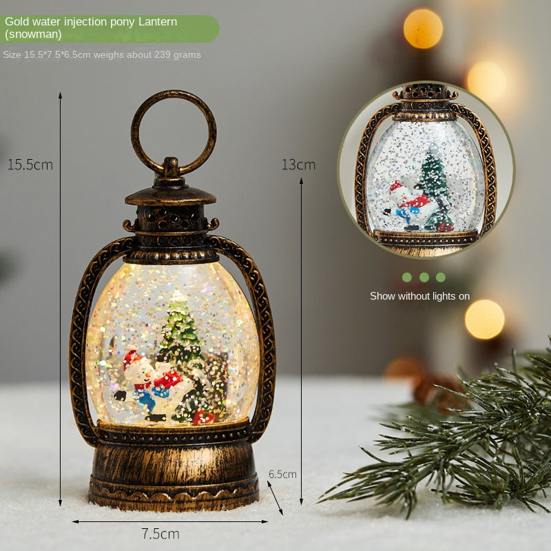 Christmas Tree Ornament: Glowing Gold Snow Globe Decor