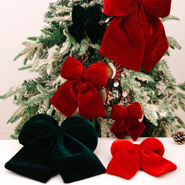 Velvet Christmas Bow Ornament for Elegant Holiday Decor