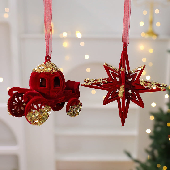 Christmas Ornament Set: Elegant Red & Gold Tree Decor