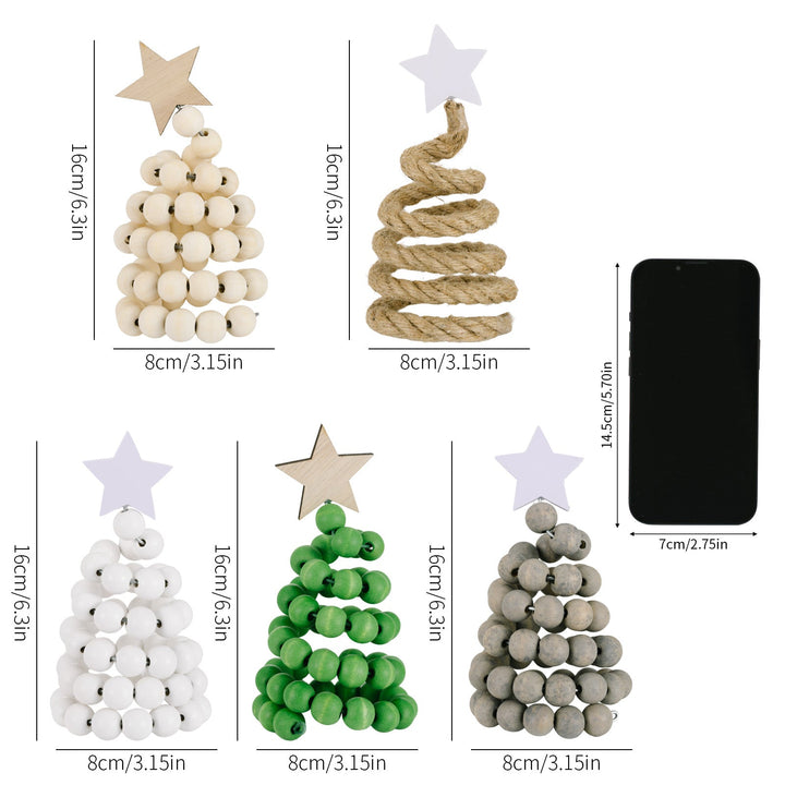 Wooden Bead Christmas Trees for Nordic Tabletop Decor