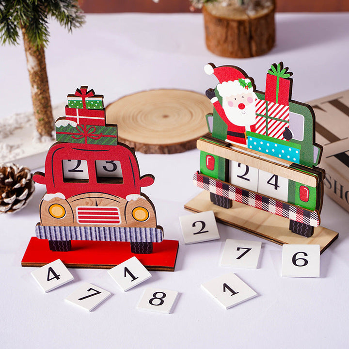 Wooden Christmas Advent Calendar Tabletop Ornament