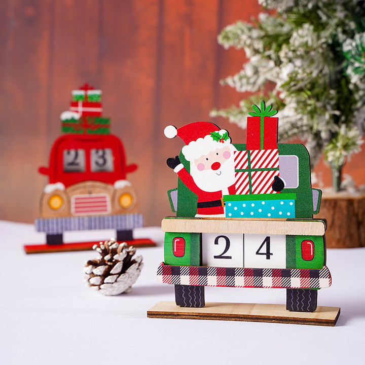 Wooden Christmas Advent Calendar Tabletop Ornament