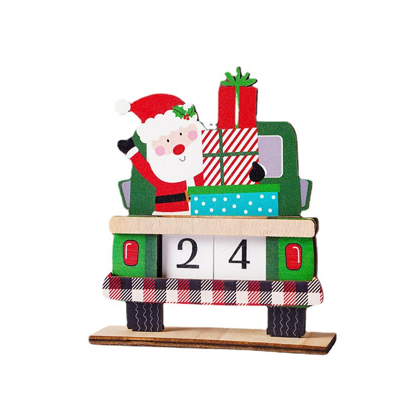 Wooden Christmas Advent Calendar Tabletop Ornament
