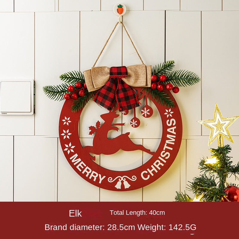 Rustic Wood Christmas Wreath Door Plaque Decoration