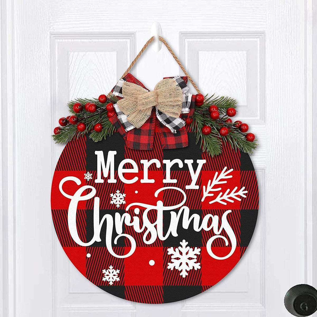 Rustic Wood Christmas Wreath Door Plaque Decoration