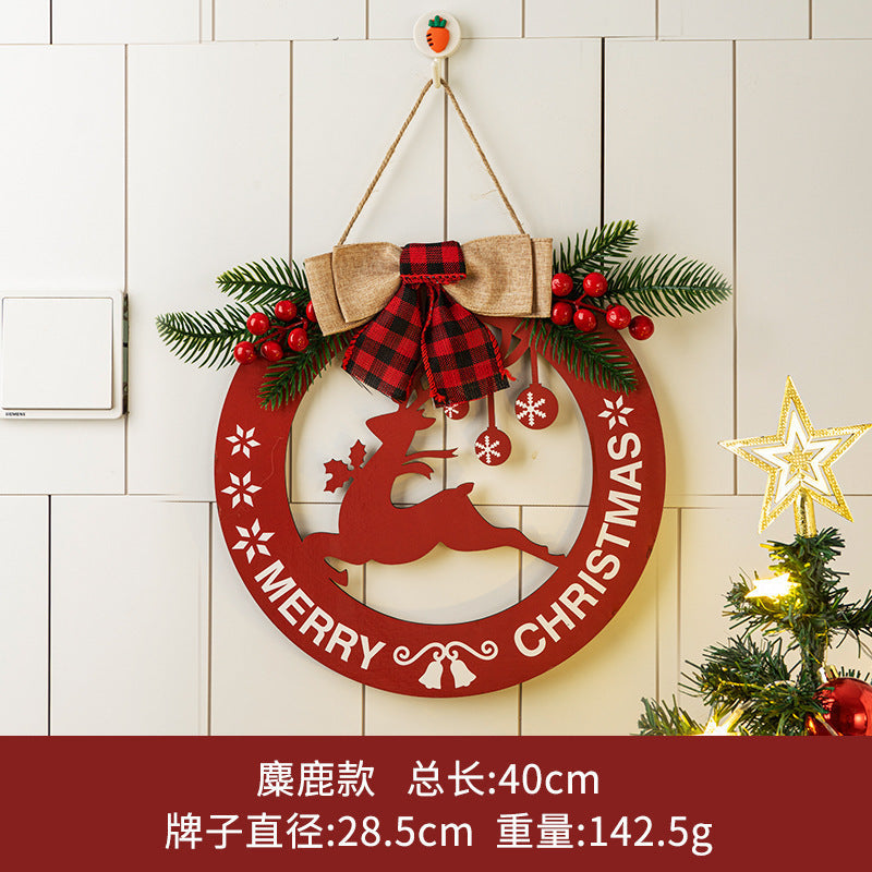 Rustic Wood Christmas Wreath Door Plaque Decoration