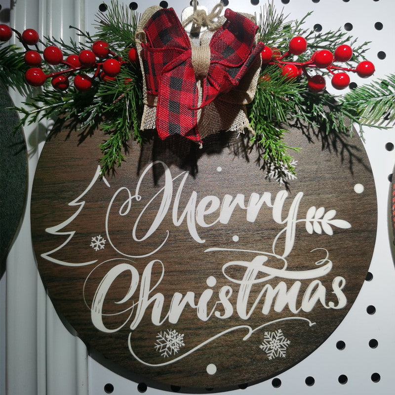 Rustic Wood Christmas Wreath Door Plaque Decoration