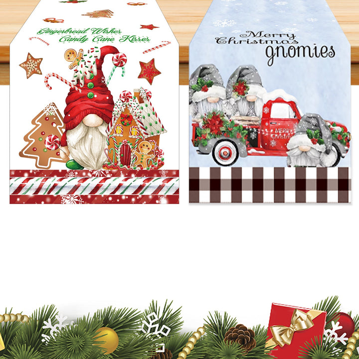 Christmas Table Runner 178cm Gnome Holiday Table Decor