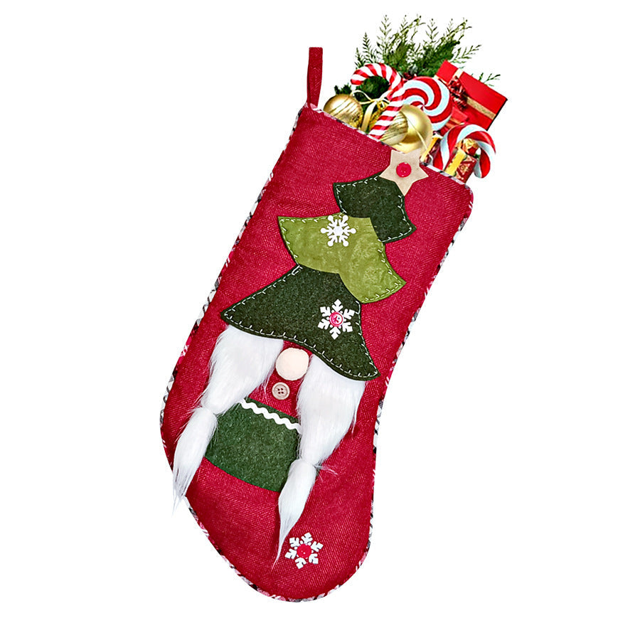 3D Faceless Elf Christmas Stockings - Set of 2 Mantel Decor