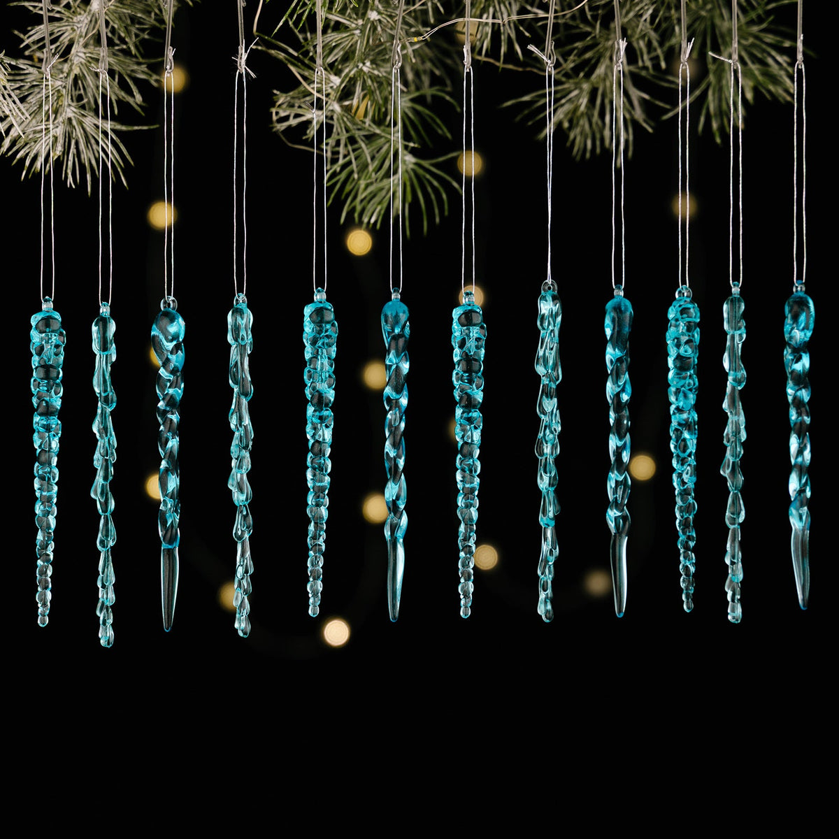 Acrylic Icicle Ornaments 12pc Set for Winter Tree Decor