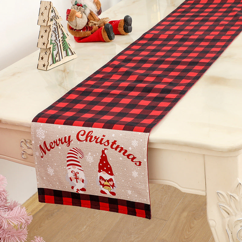 Christmas Table Runner Black Red Checkered Holiday Decor