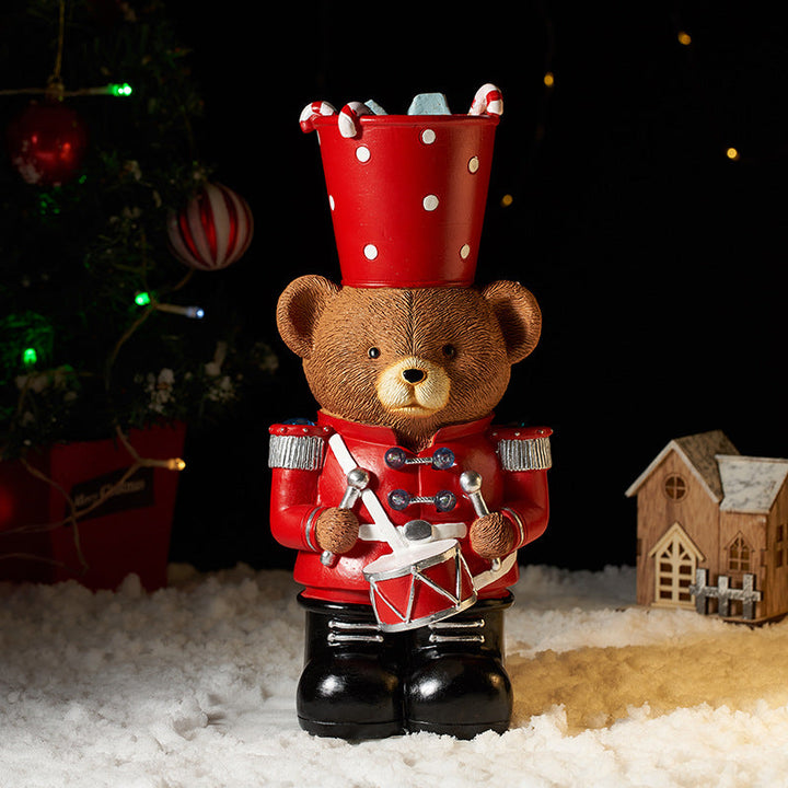 Christmas Bear Drummer Figurine for Warm Holiday Decor