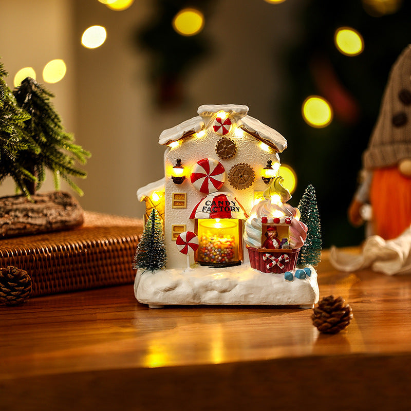 Christmas Candy House Decoration With Cozy Warm Glow