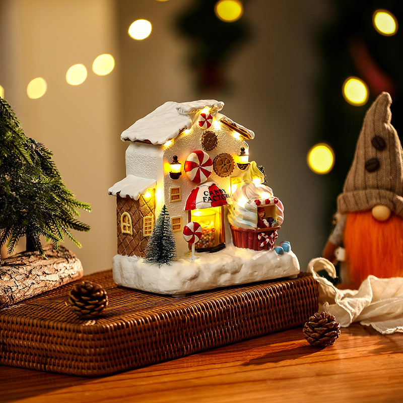 Christmas Candy House Decoration With Cozy Warm Glow
