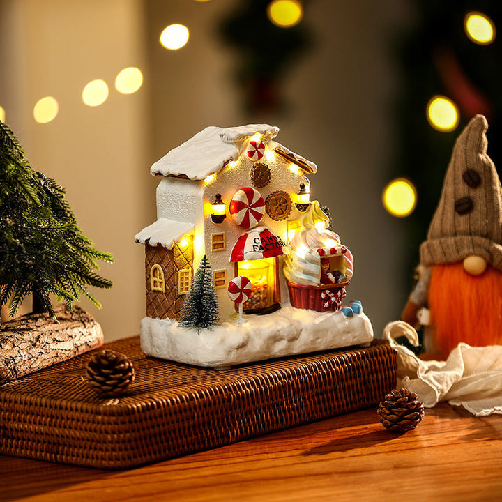 Christmas Candy House Decoration With Cozy Warm Glow