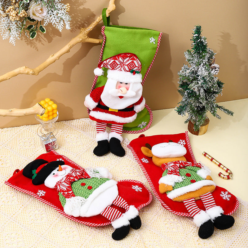 Christmas Stocking Gift Bag With Plush 3D Characters
