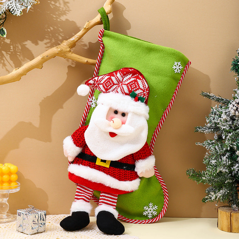 Christmas Stocking Gift Bag With Plush 3D Characters